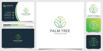 modèle vectoriel de conception de logo de palmier minimaliste avec carte de visite.