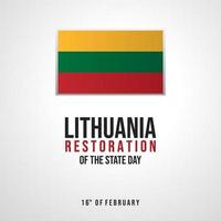 lituanie restauration de la carte de voeux du jour de l'état, bannière vecteur
