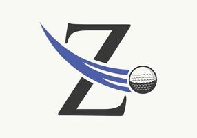 modèle de conception de logo de golf lettre z. signe de l'académie des sports de hockey, symbole du club vecteur