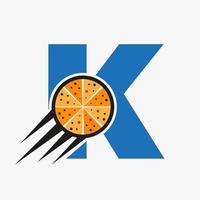 lettre initiale k restaurant café logo avec modèle vectoriel de concept de pizza