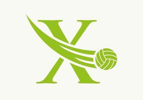 signe de conception de logo lettre x volley-ball. modèle de vecteur de symbole de logo de sport de volley-ball