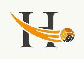 signe de conception de logo de volley-ball lettre h. modèle de vecteur de symbole de logo de sport de volley-ball