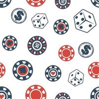 jetons et dés de casino, modèle sans couture de jeu vecteur