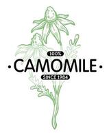 vecteur d'étiquette de produit de qualité à 100 pour cent de camomille