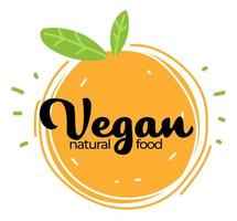 nourriture naturelle végétalienne, orange avec vecteur de bannière de feuille