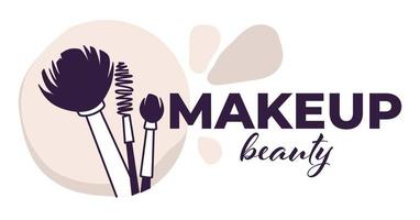 maquillage beauté, emblème ou logo de studio d'esthéticienne vecteur