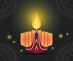 joyeuse fête de diwali avec bougie et lumières vecteur