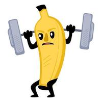 banane de musculation à l'aide d'équipements de gym, vecteur de muscles en croissance