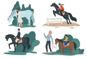 sports de courses de chevaux ou passe-temps pour vecteur de personnes
