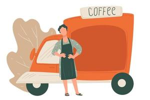 camion de café, vendeur ou fournisseur, café ou magasin vecteur