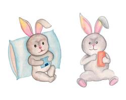 lapin de pâques clipart aquarelle vecteur