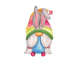 gnome de pâques aquarelle, gnome mignon pour la célébration de pâques vecteur