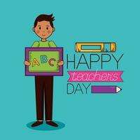 conception de célébration de la journée des enseignants heureux vecteur
