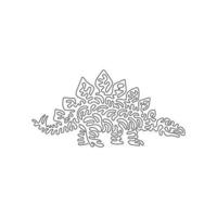 dessin d'une seule ligne bouclée d'art abstrait de dinosaure blindé. ligne continue dessiner illustration vectorielle de conception graphique des herbivores de stegosaurus pour l'icône, le symbole, le logo de l'entreprise, la décoration murale de l'affiche vecteur