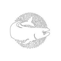 dessin d'une seule ligne bouclée d'art abstrait de saumon exotique. ligne continue dessiner illustration vectorielle de conception graphique du meilleur poisson de saumon dans la mer pour l'icône, le symbole, le logo de l'entreprise, la décoration murale de l'affiche vecteur