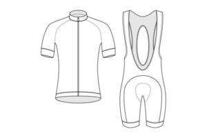 uniforme de cyclisme de maquette de vecteur de ligne d'art