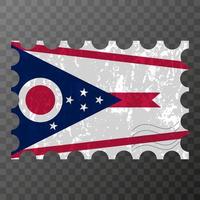 timbre-poste avec drapeau grunge de l'état de l'Ohio. illustration vectorielle. vecteur
