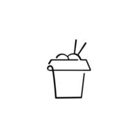 conception d'icône de style ligne de nouilles tasse vecteur