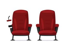 concept de cinéma - vue de face de la chaise de cinéma rouge vecteur