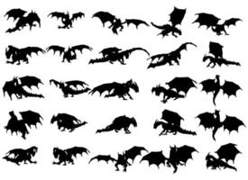 25 poses de dragon silhouette vecteur édition 2