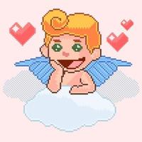 bébé ange amour pixel art style édition 3 vecteur