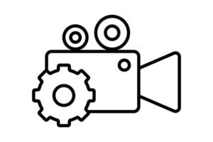 réglage de l'illustration de l'icône vidéo de la caméra. icône liée au multimédia. style d'icône de ligne. conception de vecteur simple modifiable