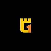 château g lettermark logo icône vecteur de conception sur fond sombre.
