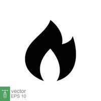 icône de flamme de feu. style plat simple. symbole de la passion, logo inflammable, gril, chaleur, chaud, concept d'avertissement de brûlure, signe de silhouette. conception d'illustration vectorielle isolée sur fond blanc. ep 10. vecteur