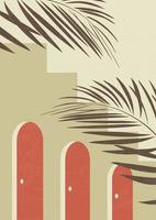 éléments d'architecture et illustration d'affiche de feuilles de palmier. illustration esthétique moderne. conception artistique de style bohème pour la décoration murale vecteur