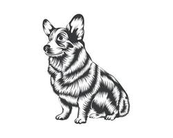 cardigan corgi chien vector illustration silhouette pour t-shirt, logo, badges sur fond blanc