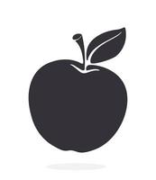 icône silhouette de pomme avec tige et feuille vecteur