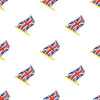 modèle sans couture avec drapeaux du royaume-uni sur flagstaff sur fond blanc vecteur