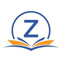 lettre z education logo concept de livre. signe de carrière de formation, université, création de modèle de logo de graduation de l'académie vecteur