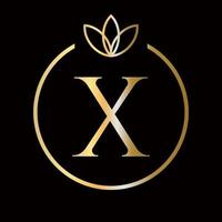 initiale x lettre luxe, beauté, ornement monogramme logo pour mariage, mode, bijoux, boutique, modèle floral et botanique vecteur