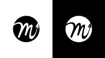 logo d'entreprise monogramme m lettre initiale noir et blanc icône illustration style conceptions modèles vecteur