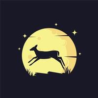 cerf de souris avec modèle de logo de fond de lune jaune vecteur