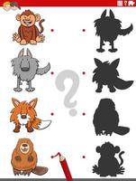 jeu d'ombre avec des personnages animaux drôles vecteur