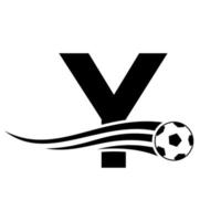 logo de football de football sur le signe de la lettre y. concept d'emblème de club de football d'icône d'équipe de football vecteur