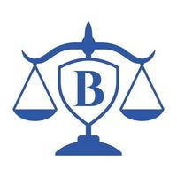 création de logo de cabinet d'avocats sur la lettre b avec signe de bouclier. logo de droit, avocat et justice, avocat, juridique, service d'avocat, cabinet d'avocats, modèle de logo à l'échelle vecteur