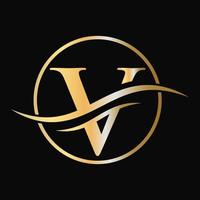 création de logo lettre v pour l'identité d'entreprise et d'entreprise avec concept de luxe vecteur