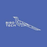 technologie oiseau longues queues lignes connecter logo design vecteur icône illustration modèle