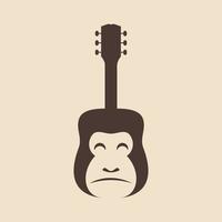 nature musique visage singe primate guitare logo design vecteur icône illustration modèle