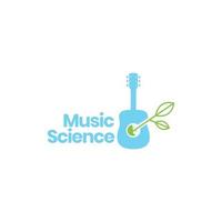 science de la musique laboratoire de guitare feuilles de verre logo design vecteur icône illustration modèle