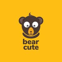 visage petit ours heureux sourire dessin animé mascotte logo design vecteur icône illustration modèle