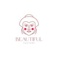 beauté visage femmes asiatiques cheveux style lignes art minimal logo design vecteur icône illustration modèle