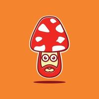 champignon rouge nourriture goût épice cuisine dessin animé barbu mascotte logo design icône illustration modèle vecteur