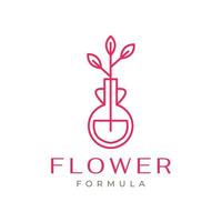 fleur parfum plante science ligne géométrique verre laboratoires logo design vecteur icône illustration modèle