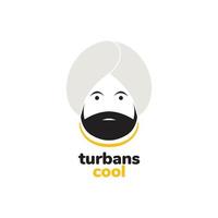 visage vieil homme couvre-chef turbans barbu mignon mascotte logo design icône illustration modèle vecteur