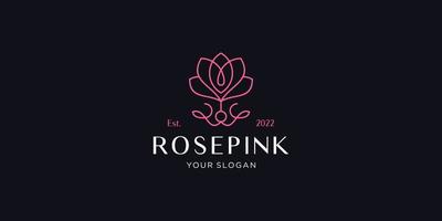 inspiration de modèle de logo or rose fleur féminine pour la mode, les soins de la peau, les cosmétiques. vecteur