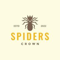 araignée tarentule roi couronne hipster couleur logo design vecteur icône illustration modèle